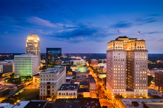 city street in Winston-Salem, North Carolina
